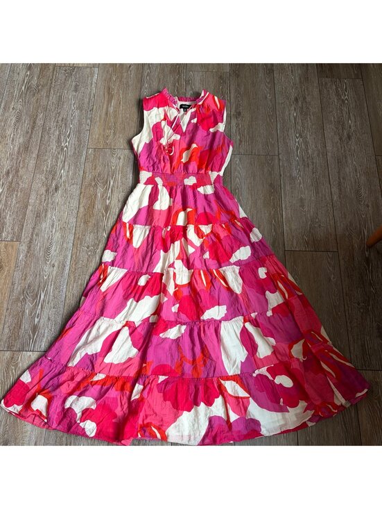 MSK Dresses & Skirts - MSK Pink Abstract Tiered Maxi Dress M